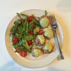 Turkey meatballs and avocado/tomato/asparagus salad