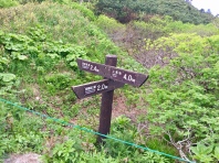 Directional sign, finally with some English, at the hut.